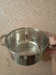 Кастрюля 4,5 л German Family круглая из нержавеющей стали, нержавеющая универсальная кастрюля с термостойкой стеклянной крышкой и толстым 9-слойным дном для электрической, газовой и индукционной плиты Серебристая GG-500 фото от покупателей 2