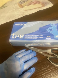 Перчатки Mediok TPE Размер M 200 шт Голубые (6933265558310) фото от покупателей 1