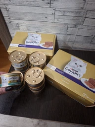Мультипак упаковка влажного корма для взрослых кошек Purina Gourmet Gold Паштет с тунцем, с курицей, с кроликом, с индейкой 85 г х 12 шт (8445291106291/8445291106307) фото от покупателей 5
