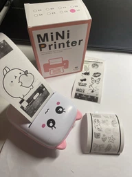 Портативний міні термопринтер дитячий Mini printer Bluetooth + набір термопаперу в комплекті рожевий