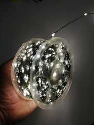 Светодиодная гирлянда Роса 1000 LED 100 метров зеленый провод + пульт, 8 режимов теплый белый катушка от сети для елки (K100P) фото от покупателей 4