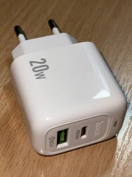 Адаптер питания быстрой зарядки Hoco с разъемом USB + Type-С Блок питания (USB-C) + USB для зарядки телефона iPhone/Xiaomi/Samsung/Huawei/Meizu Power Adapter PD20W+QC3.0 USB-A/USB-C/3,1A фото от покупателей 7
