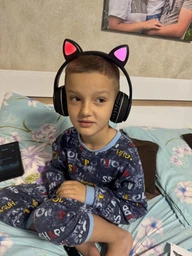 Беспроводные наушники детские ATD CAT EAR L400 с кошачьими ушками LED подсветкой Bluetooth 5.0 microUSB встроенным микрофоном радио Black фото от покупателей 17