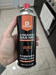 Цанговий газовий балон - картридж для туристичних плит та пальників BaseCamp 4 Season Gas 220 г х 4 шт. (BCP 70200) фото від покупців 6