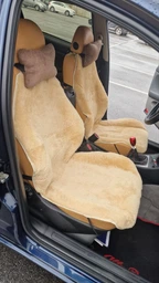Автомобильный чехол из натуральной овечьей кожи MAXI Коричневый фото от покупателей 1