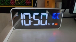 Часы настольные электронные зеркальные Losso Premium (BT) с LED подсветкой и термометром (белые), будильник фото от покупателей 4