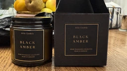 Соєва потріскуюча свічка BLACK AMBER – нішевий аромат амбри, сандалу та деревини, 250 мл