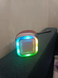 Портативна Bluetooth колонка бездротова з караоке ДВА мікрофони з різнокольоровим підсвічуванням, Рожева фото від покупців 2