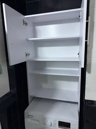 Пенал - шкаф в ванную напольный над стиральной машиной MEBLIBUD Ella 189.6х64.2х25 см белый фото от покупателей 14