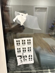 Новогодний декор Наклейки Санта над заснеженным городом (домики снежинки) Happy Pocket Набор М глянец Белый (HP-044M-010GL)