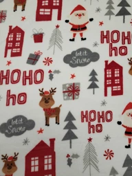 Плед Biltex Flannel Christmas Town Білий Євро 200х220 см з новорічним принтом (4820298410642)