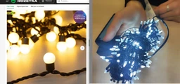 Гірлянда на 10 м., 200 LED діодів кульок 10 мм, дріт гнучкий чорний, світіння Біле тепле від 220В, 8 режимів роботи (На ялинку, штору, вікно, стіну)