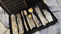 Набор столовых приборов из нержавеющей стали Portugal collection на 24 предмета Black Silver | Серебряно-черный - ножи, ложки, вилки фото от покупателей 3