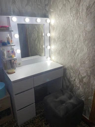 Туалетний столик з +пуф, готова beaury-зона,160*90*50см, білий, MirrorRika фото від покупців 12