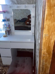 Туалетний столик з +пуф, готова beaury-зона,160*90*50см, білий, MirrorRika фото від покупців 11