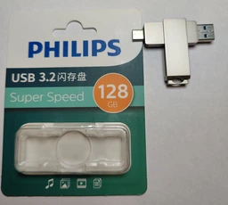 Флешка Двосторонняя Брелок Поворотная 2 в 1 для ПК и телефона PHILIPS 60UT USB 3.2 + Type-C OTG 128 гб Super Speed 150Mb/s Black фото от покупателей 18