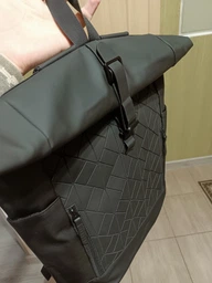 Чоловічий рюкзак ролтоп міський rolltop жіночий стильний для ноутбука студентів подорожей дорожній ручна поклажа місткий молодіжний водонепроникний шкільний портфель унісекс Чорний 73665 фото від покупців 4
