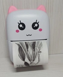 Портативний, бездротовий міні термо принтер Mini Printer з подвійною посмішкою, Bluetooth, дитячий для фото, малюнків, етикеток, скетчів, штрихкодів, HomeGoods, Блакитний
