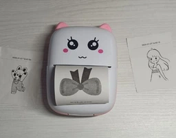 Портативний, бездротовий міні термо принтер Mini Printer з подвійною посмішкою, Bluetooth, дитячий для фото, малюнків, етикеток, скетчів, штрихкодів, HomeGoods, Блакитний фото від покупців 1