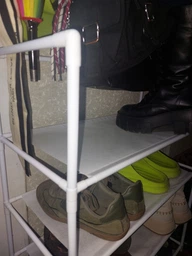 Вешалка для одежды в прихожую New simple floor clothes rack с полками для обуви металл Черный (5577SMPL) CLS55