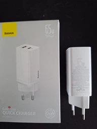 Мережевий зарядний пристрій Baseus 65W Quick Charger GaN2 Lite PD3.0 2Type-C 3A Швидка зарядка для телефону/ноутбука White