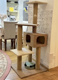 Домик когтеточка для кота дряпка для кошки Мур-Мяу Алиса-2 70 x 70 x 138 см в джутовой веревке Коричнево-Бежевый МТ фото от покупателей 7