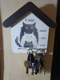 Ключница домик "Не забудь! Сім'я котиків", размер 18 х 17,9 х 2,7 см фото от покупателей 3