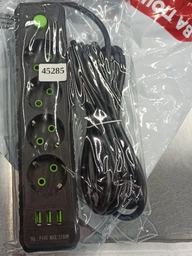 Сетевой фильтр F09U на 3 розетки + 4 USB + Type C 2500Вт кабель на 2м White