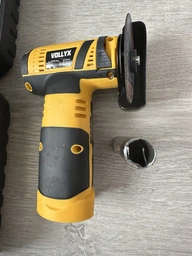Аккумуляторная болгарка VOLLYX + 5 дисков угловая шлифовальная машинка мини портативная 500W шлифмашина в кейсе желтая фото от покупателей 15