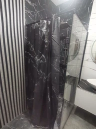 Штора для ванной комнаты шторка для душа черный мармор 180×200 см + кольца (12 шт) для шторки для ванной, черный фото от покупателей 19