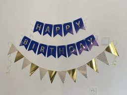 Паперова гірлянда "Happy Birthday", довжина - 3 м., колір - синій