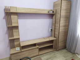 Стенка для ТВ Брайт, горка в гостиную со шкафом 2220 х 376 х 2000 h Мастер Форм ДСП Белый (правосторонняя) 20659