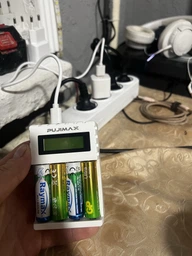 Зарядное устройство для аккумуляторов AA AAA Pujimax PJ-LCD005 зарядка батареек пальчиковых мизинчиковых Ni-Mh Ni-Cd 1.2V на 4 слота канала с LCD дисплеем экраном индикацией Type-C Micro USB кабель универсальное для аккумуляторных батарей бытовое White фото от покупателей 5