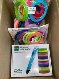 3D-ручка RZTK ArtPen с разноцветным эко-пластиком 250 м + Книга с трафаретами Purple фото от покупателей 11