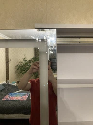 Выдвижное зеркало в полный рост с потайными полочками и подсветкой 187x60 Серый фото от покупателей 2
