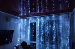 Гирлянда-штора LED 3x3 м 300 LED белая USB пульт крючки ChengFen (20230612)