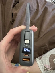 Повербанк 10000 mAh 22.5W Foneng PX115 с LED дисплеем и быстрой зарядкой PD/QC USB-C порт встроенный кабель Type-C lightning универсальный мощный портативный повер банк 10 000 power bank павербанк для телефона iPhone Samsung роутера планшета серый фото от покупателей 15