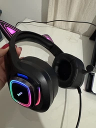 Ігрові дротові навушники Hoco W107 Cute Cat Ear, USB, 3.5mm, 2m, Black-Pink