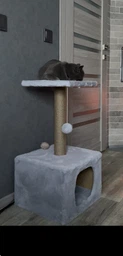 Домик когтеточка для кота дряпка для кошки Мур-Мяу КотэДж 34х34х67 см в джутовой веревке Коричнево-бежевый МТК фото от покупателей 2