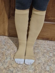 Гольфы для профилактики варикоза компрессионные эластичные Zip Sox, утягивающие гольфы для снятия усталости и отеков ног, с молнией, размер L/XL, 2 шт в комплекте Бежевые, ZSG-150-L/XL-Beige