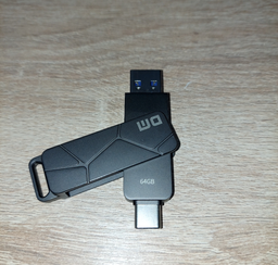 Флешка Двосторонняя USB 3.2 + Type-C OTG Брелок Поворотная 2 в 1 DM PD198 для Windows ПК и Android телефона 128 гб Black