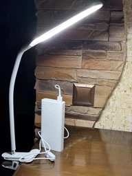 Настольная лампа светодиодная гибкая LED на прищепке с USB ЮСБ с креплением к столу для уроков чтения на гибкой ножке, Белая фото от покупателей 1