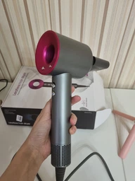 Професійний фен стайлер для волосся Super Hair Dryer 1600 Вт + 5в1 насадок, сірий / фуксія фото від покупців 1