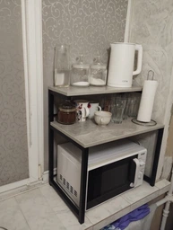 Подставка для микроволновки Kitchen K302 Ferrum-decor 590x550x350 Белый металл ДСП Дуб Сонома 16 мм (KITCH30212)