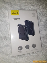 УМБ Павербанк 10000 mAh PD 22.5W Міні, Villini бездротова магнітна зарядка 15W Magsafe, швидка зарядка 3.0 PD, для айфона, телефона, роутера, вбудовані кабелі Lightning, Type-C , V-0017 фото від покупців 3