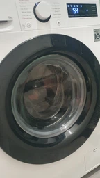 Пральна машина LG серії AI DD TurboWash 360˚ F2Y5PS6W, фронтальна, вузька, 8 кг, 1200, клас A/A/B, 47 см, 12 програм, дисплей, пара, інвертор, білий з чорним люком
