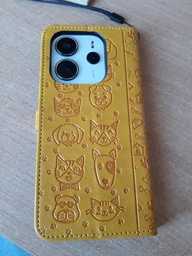Чохол Embossed Cat and Dog для Xiaomi Redmi Note 14 4G EU Version книжка шкіра PU з візитницею м'ятний фото від покупців 2