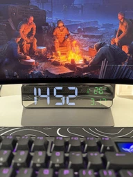 Часы настольные электронные зеркальные Losso Premium (GT) LONG с LED подсветкой, белые