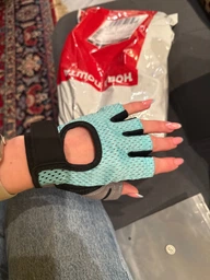 Перчатки для фитнеса (велосипеда и тяжелой атлетики) SPORT GEAR "S" чёрные с розовым фото от покупателей 2