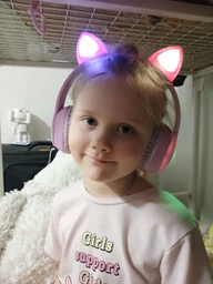 Беспроводные наушники детские ATD CAT EAR L400 с кошачьими ушками LED подсветкой Bluetooth 5.0 microUSB встроенным микрофоном радио Black фото от покупателей 4